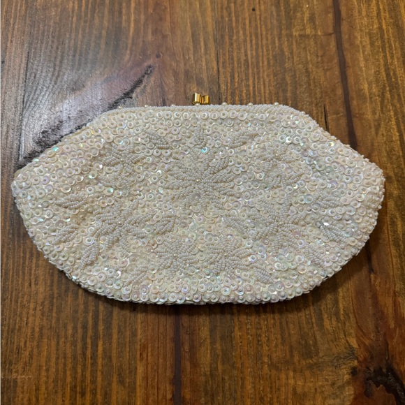 Walborg White Beaded Clutch and Wristlet Set - Picture 7 of 13